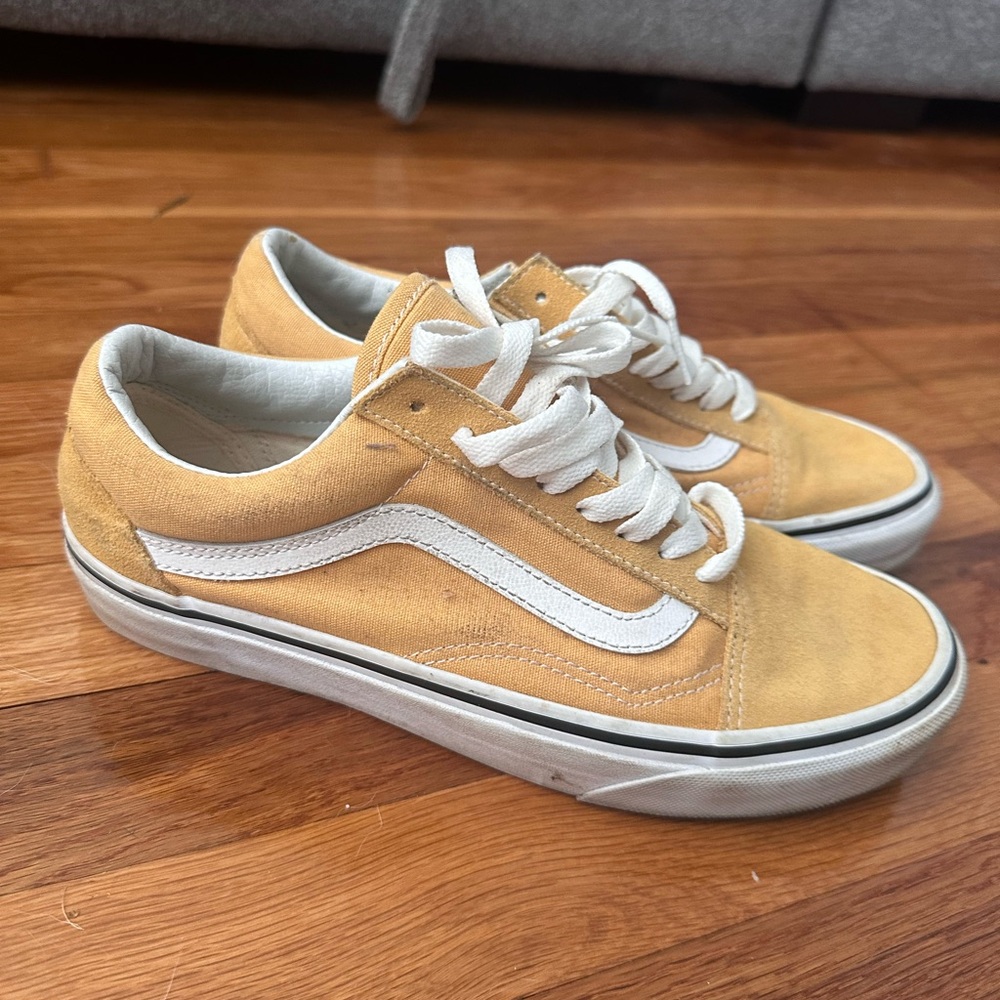 Vans Mustard Suede Sneakers with White Trim
